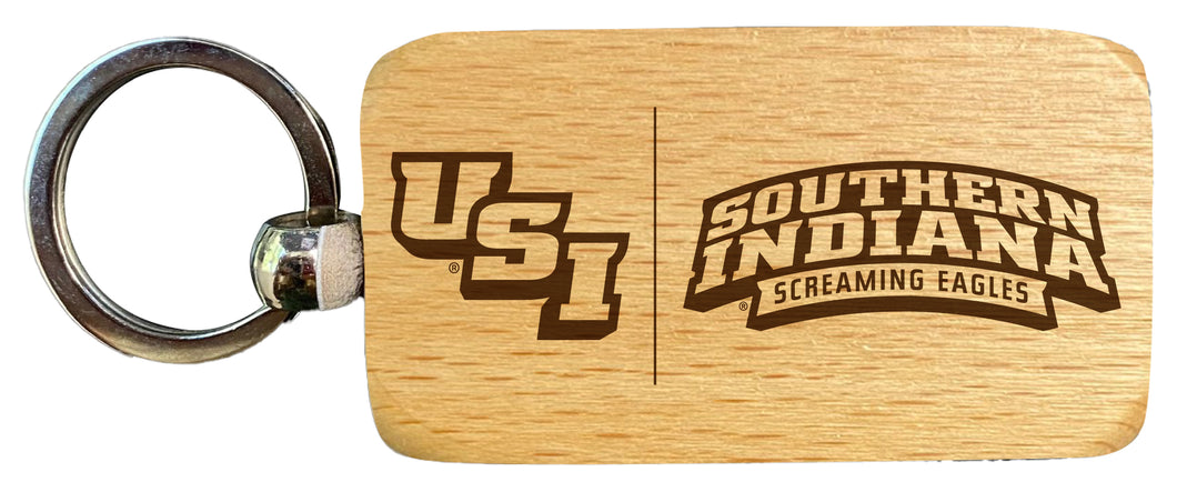 University of Southern Indiana 2.5 x 1-Inch Engraved Wooden Keychain Officially Licensed Collegiate Product Single Unit