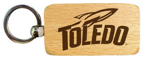 Toledo Rockets 2.5 x 1-Inch Engraved Wooden Keychain Officially Licensed Collegiate Product Single Unit