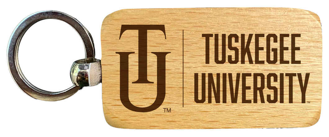 Tuskegee University 2.5 x 1-Inch Engraved Wooden Keychain Officially Licensed Collegiate Product 4-Pack