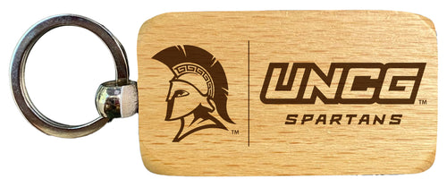 North Carolina Greensboro Spartans 2.5 x 1-Inch Engraved Wooden Keychain Officially Licensed Collegiate Product Single Unit