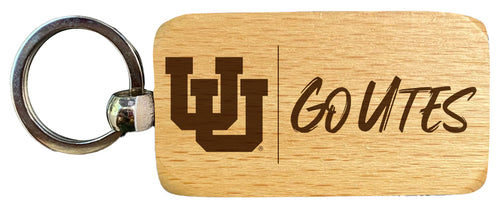 Utah Utes 2.5 x 1-Inch Engraved Wooden Keychain Officially Licensed Collegiate Product Single Unit