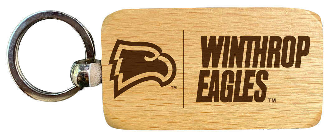 Winthrop University 2.5 x 1-Inch Engraved Wooden Keychain Officially Licensed Collegiate Product 4-Pack