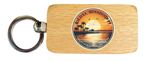 Biloxi Mississippi Design A Souvenir 2.5x1-Inch Souvenir Wooden Keychain 4-Pack