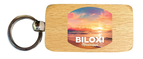 Biloxi Mississippi Design B Souvenir 2.5x1-Inch Souvenir Wooden Keychain Single