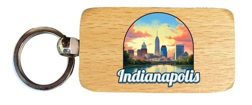 Indianapolis Indiana Design B Souvenir 2.5x1-Inch Souvenir Wooden Keychain Single