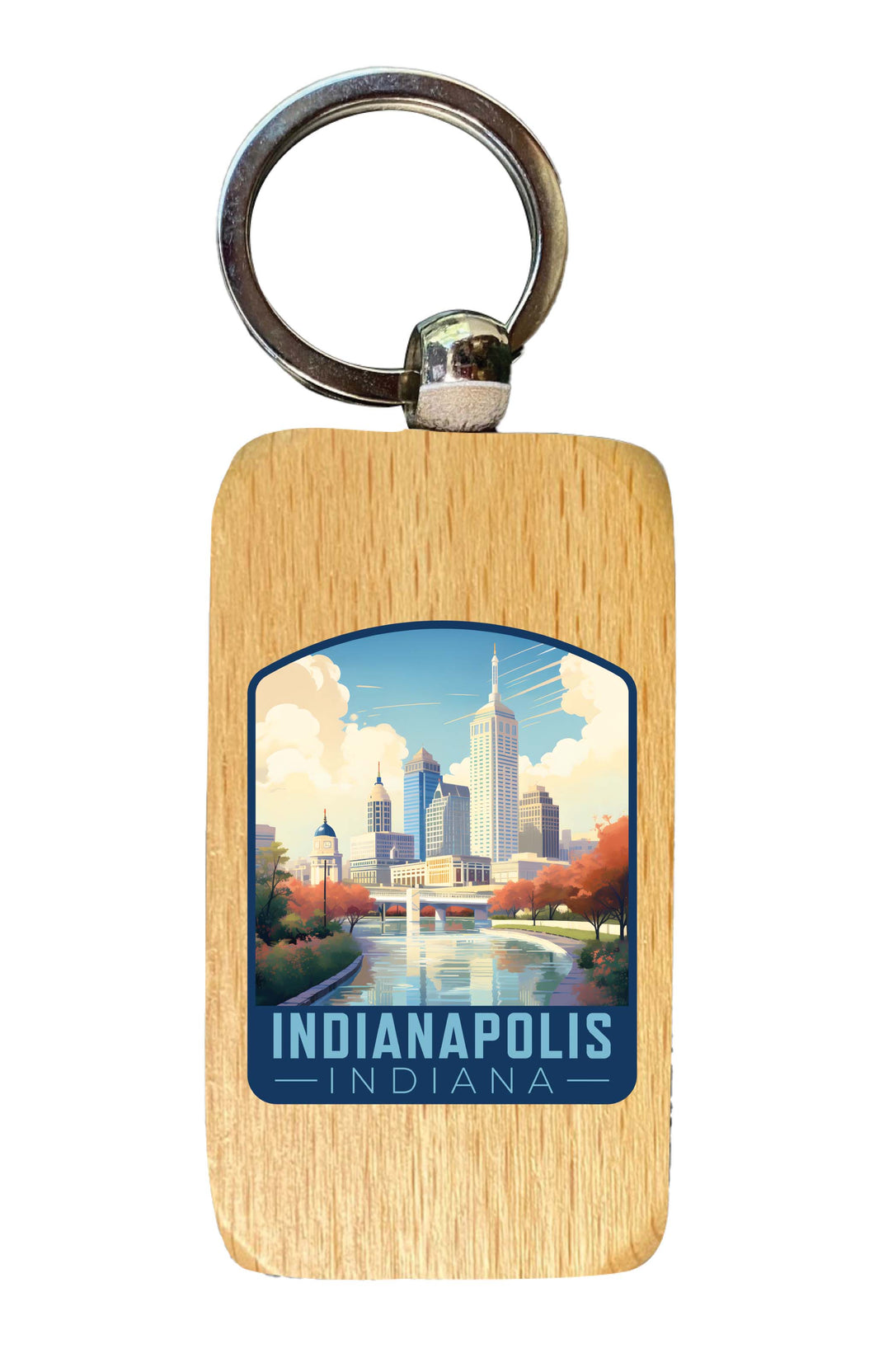 Indianapolis Indiana Design A Souvenir 2.5x1-Inch Souvenir Wooden Keychain 4-Pack