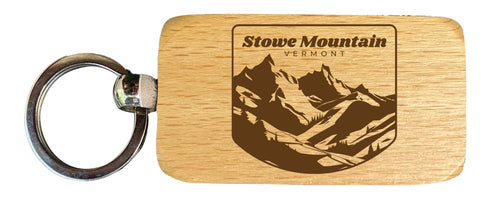 Stowe Mountain Vermont Souvenir 2.5x1-Inch Souvenir Engraved Wooden Keychain 2-Pack