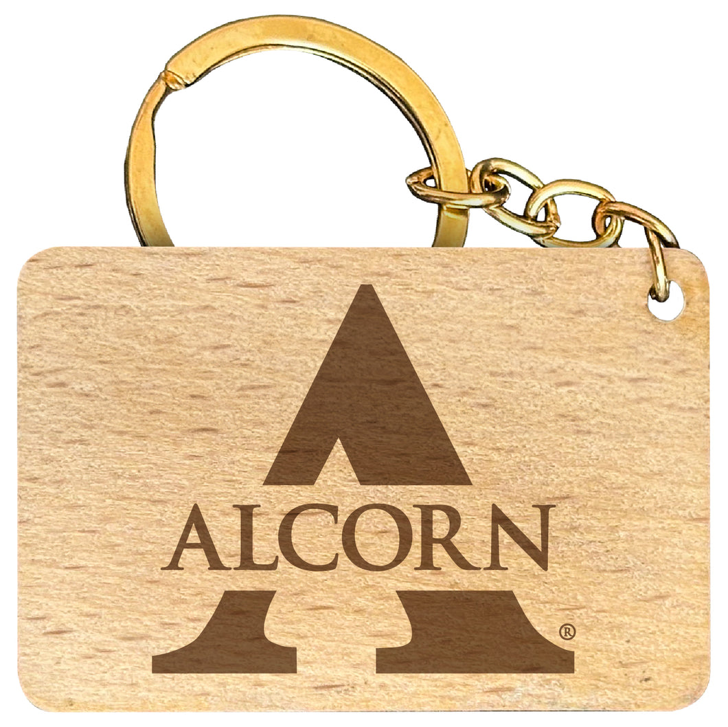 Alcorn State Braves Engraved Flat Wood Keychain 1.5