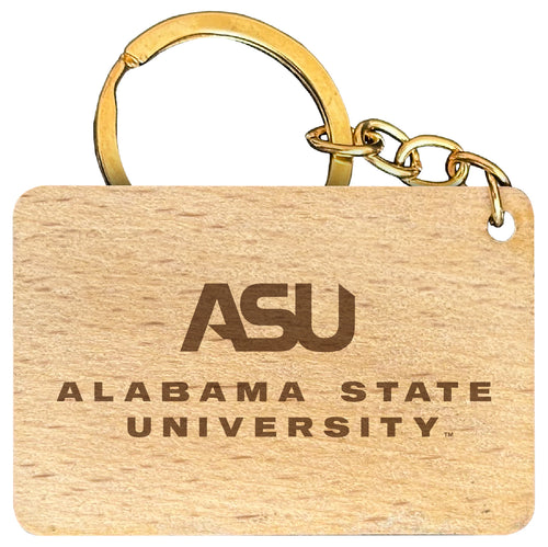 Alabama State University Engraved Flat Wood Keychain 1.5