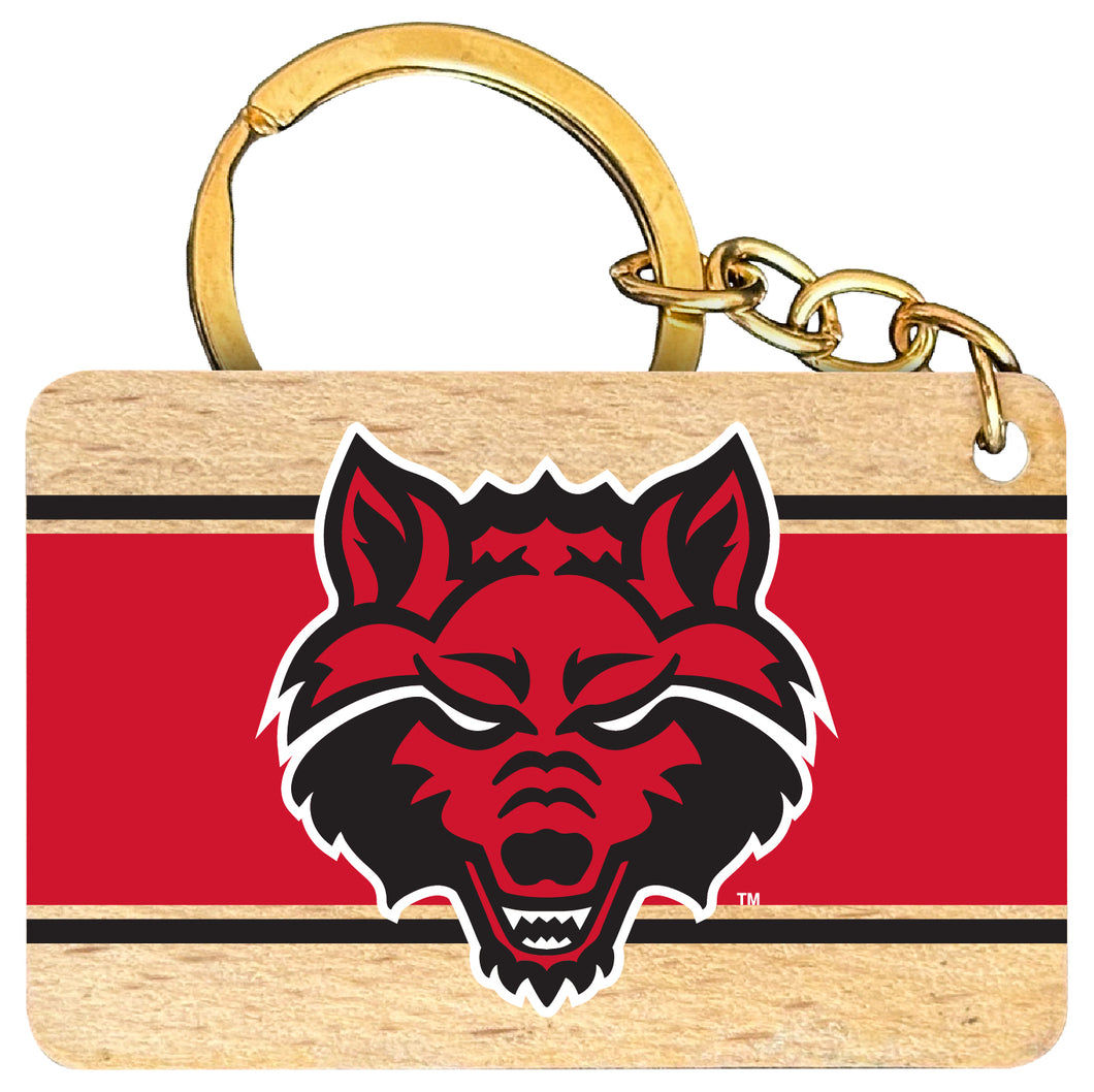 Arkansas State Flat Wood Keychain 1.5