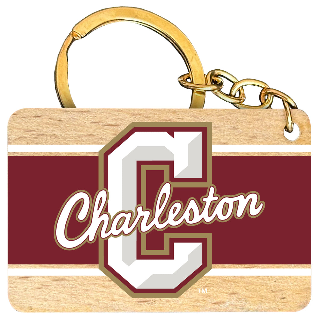 College of Charleston Flat Wood Keychain 1.5