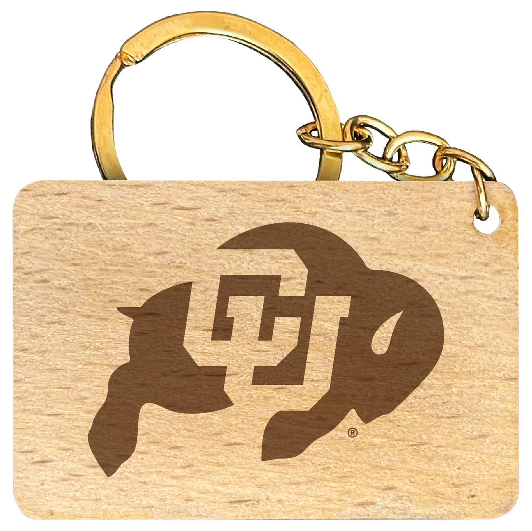 Colorado Buffaloes Engraved Flat Wood Keychain 1.5