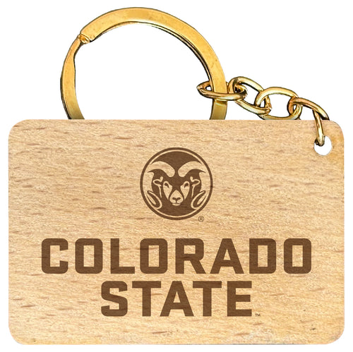 Colorado State Rams Engraved Flat Wood Keychain 1.5