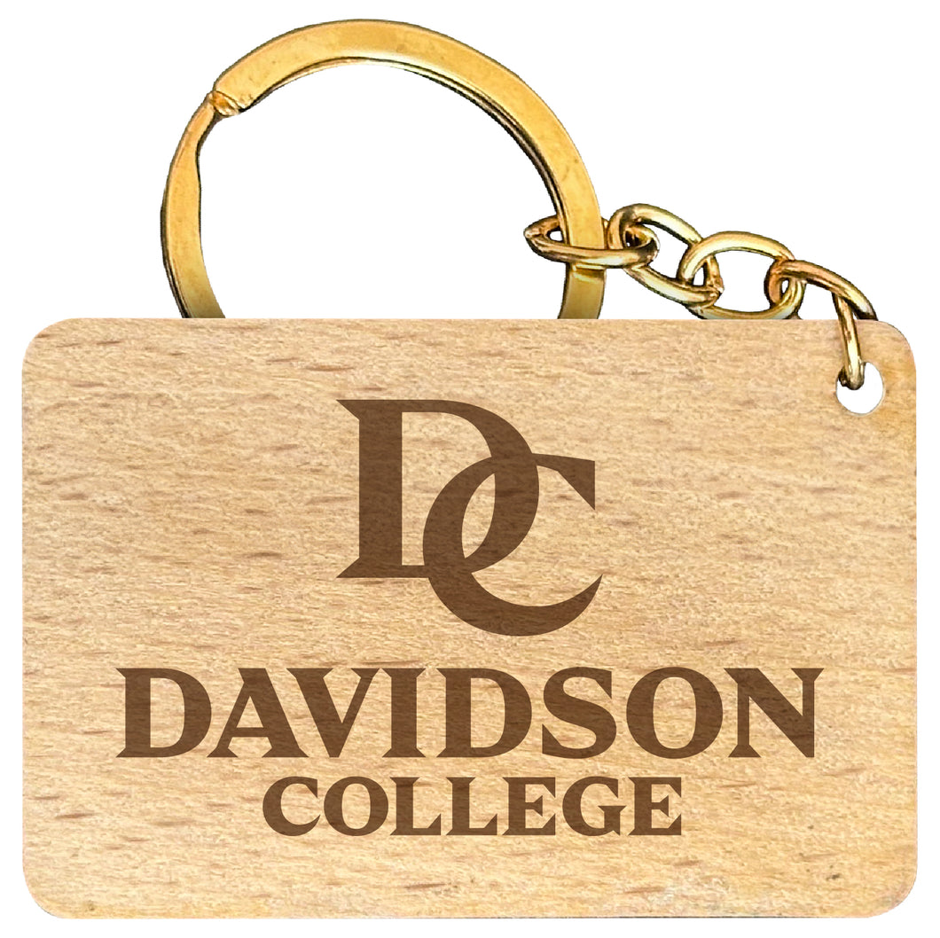 Davidson College Engraved Flat Wood Keychain 1.5