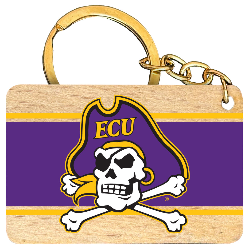 East Carolina Pirates Flat Wood Keychain 1.5