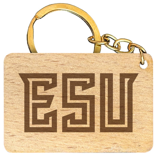 East Stroudsburg University Engraved Flat Wood Keychain 1.5