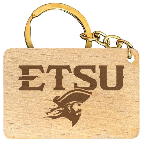 East Tennessee State University Engraved Flat Wood Keychain 1.5