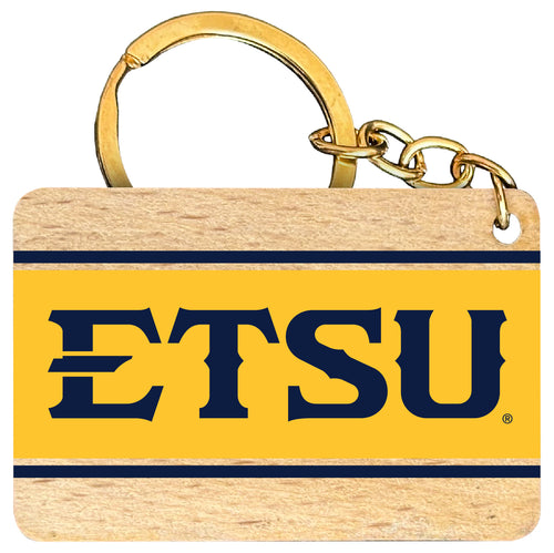 East Tennessee State University Flat Wood Keychain 1.5