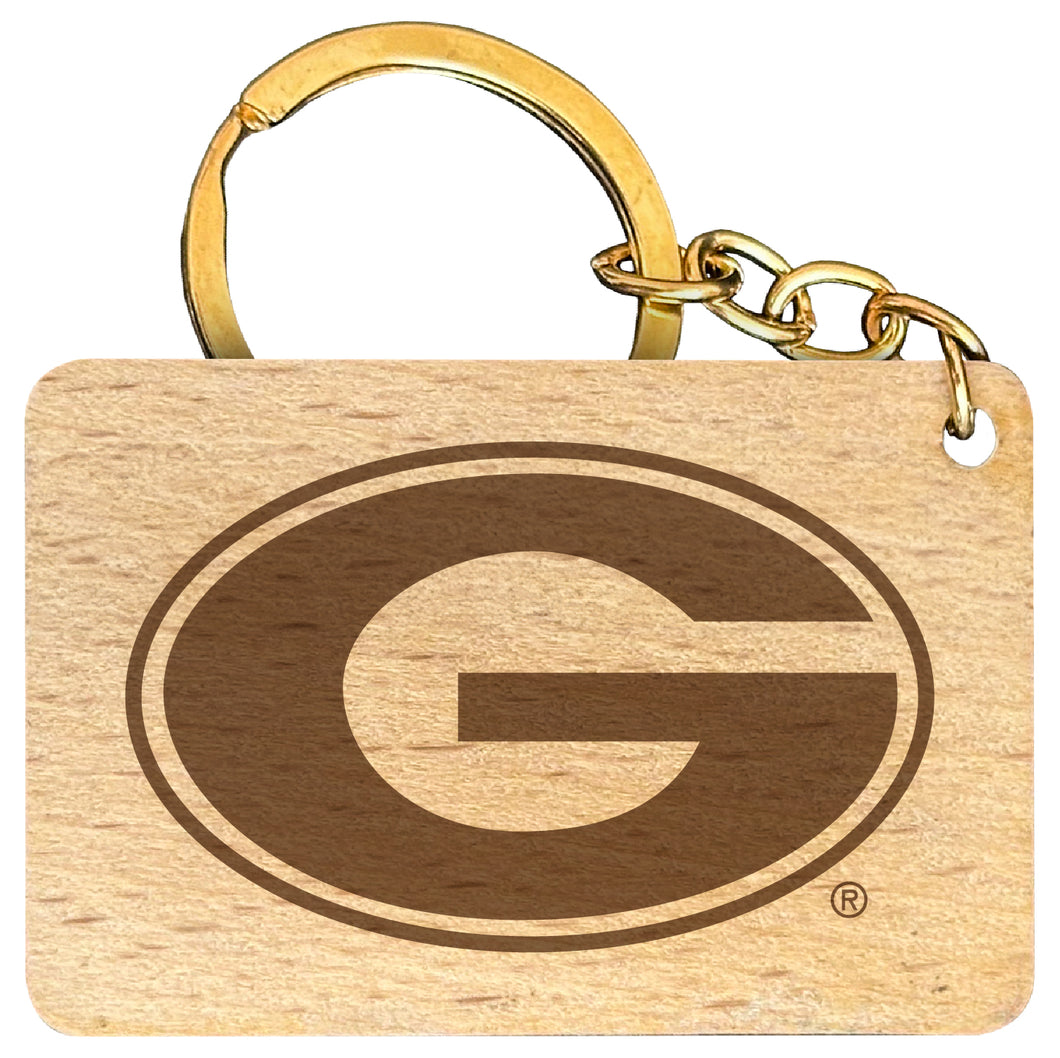 Georgia Bulldogs Engraved Flat Wood Keychain 1.5