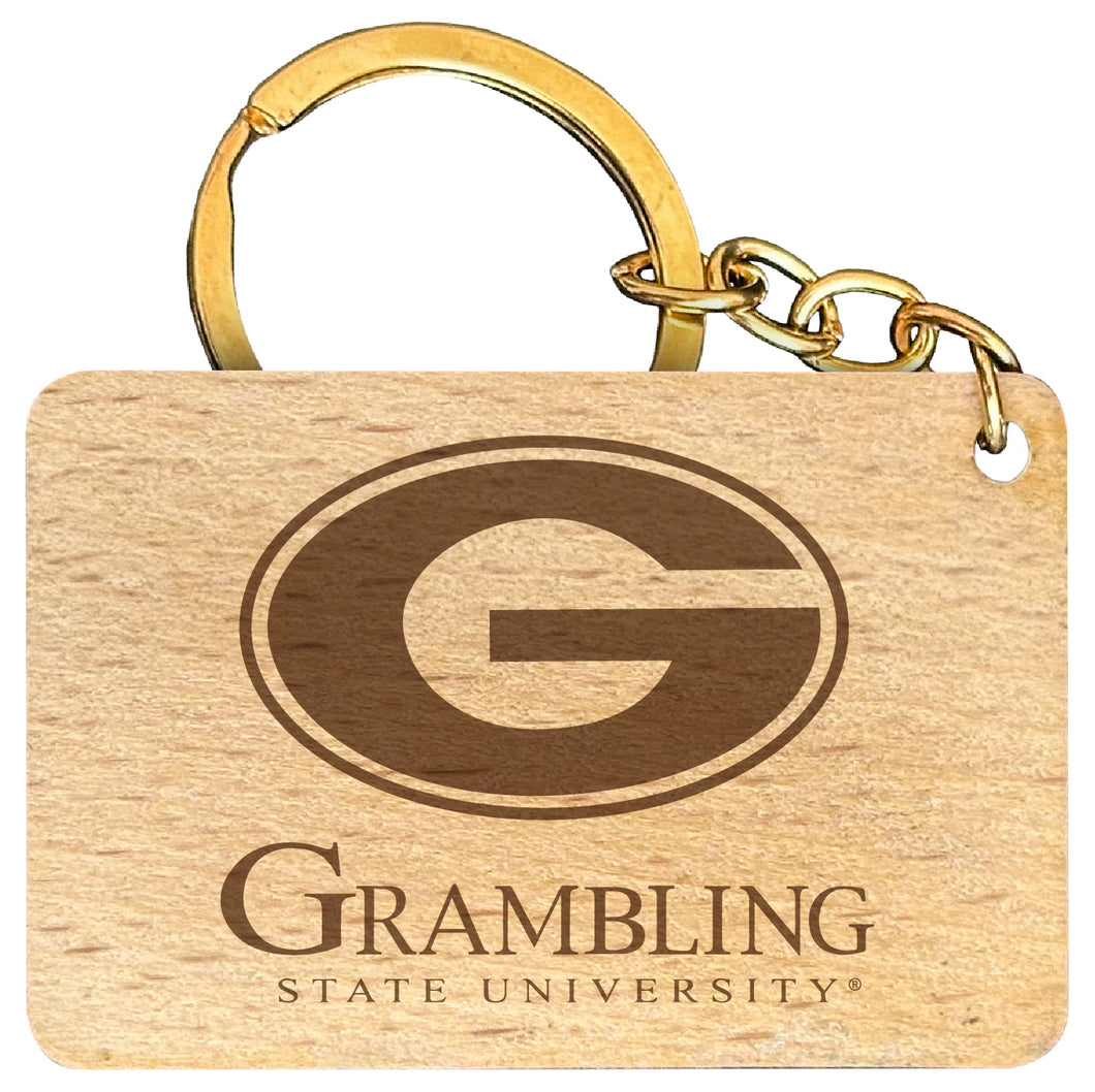 Grambling State Tigers Engraved Flat Wood Keychain 1.5