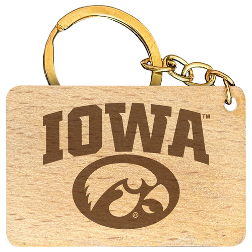 Iowa Hawkeyes Engraved Flat Wood Keychain 1.5