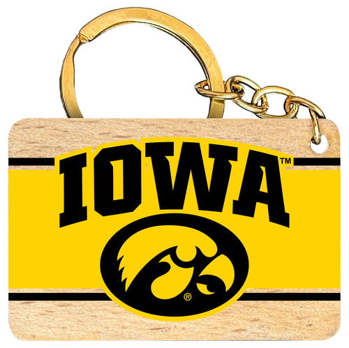 Iowa Hawkeyes Flat Wood Keychain 1.5