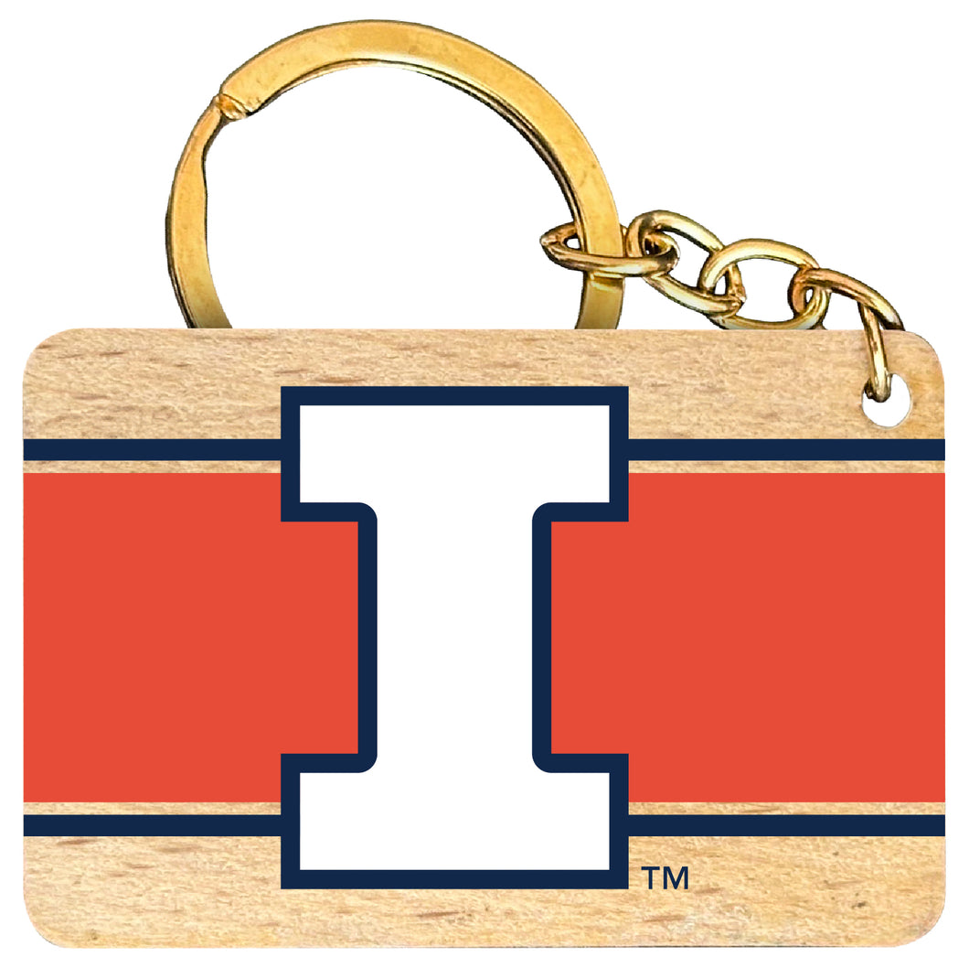 Illinois Fighting Illini Flat Wood Keychain 1.5