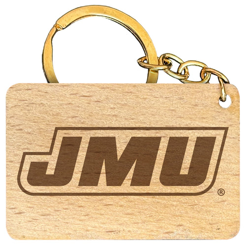 James Madison Dukes Engraved Flat Wood Keychain 1.5