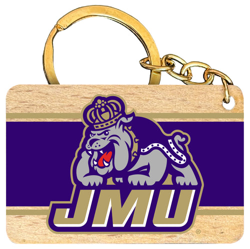 James Madison Dukes Flat Wood Keychain 1.5