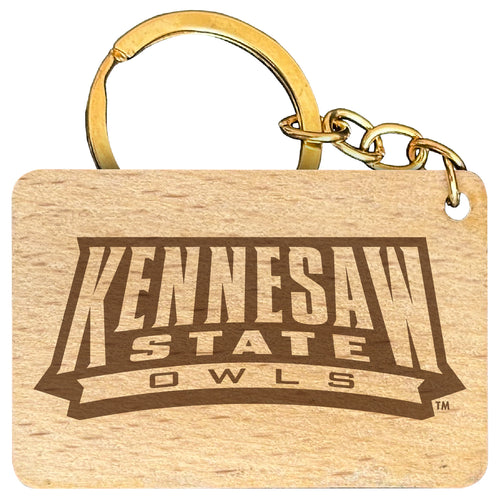 Kennesaw State University Engraved Flat Wood Keychain 1.5