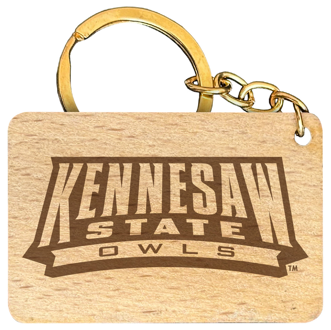 Kennesaw State University Engraved Flat Wood Keychain 1.5