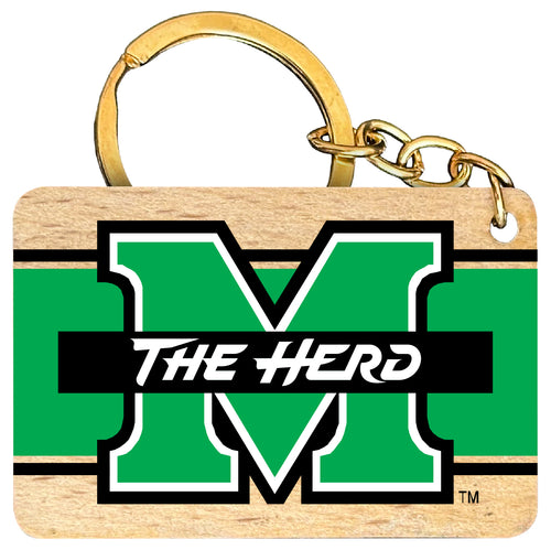 Marshall Thundering Herd Flat Wood Keychain 1.5