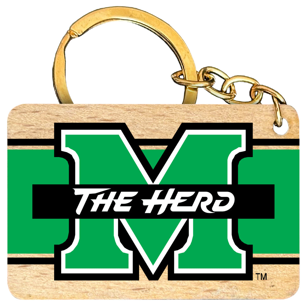 Marshall Thundering Herd Flat Wood Keychain 1.5