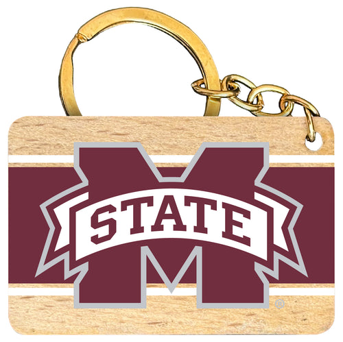 Mississippi State Bulldogs Flat Wood Keychain 1.5