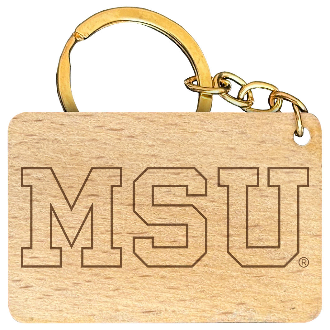 Michigan State Spartans Engraved Flat Wood Keychain 1.5