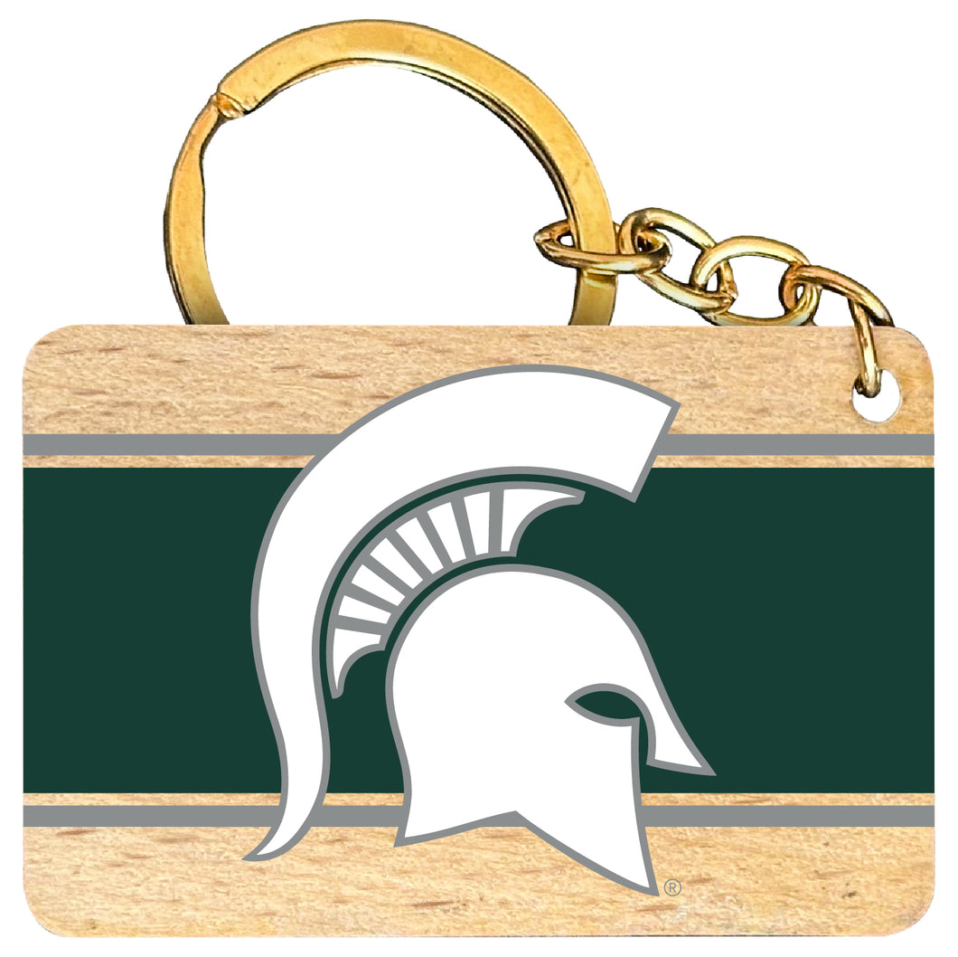 Michigan State Spartans Flat Wood Keychain 1.5