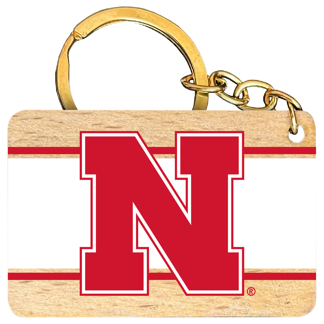 Nebraska Cornhuskers Flat Wood Keychain 1.5