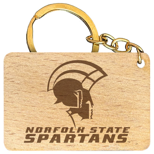 Norfolk State University Engraved Flat Wood Keychain 1.5