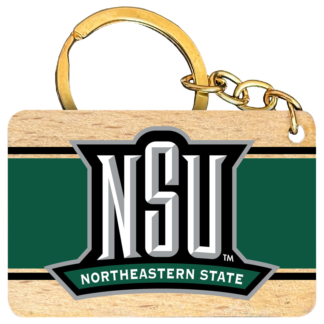 Northeastern State University Riverhawks Flat Wood Keychain 1.5