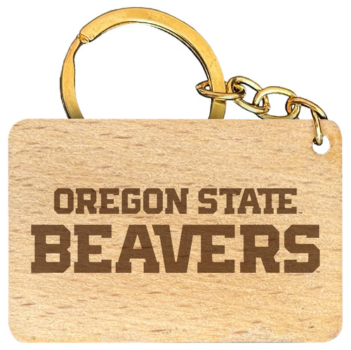 Oregon State Beavers Engraved Flat Wood Keychain 1.5