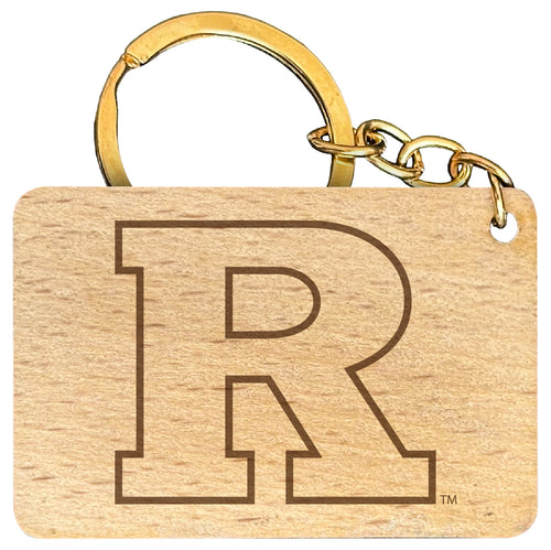 Rutgers Scarlet Knights Engraved Flat Wood Keychain 1.5