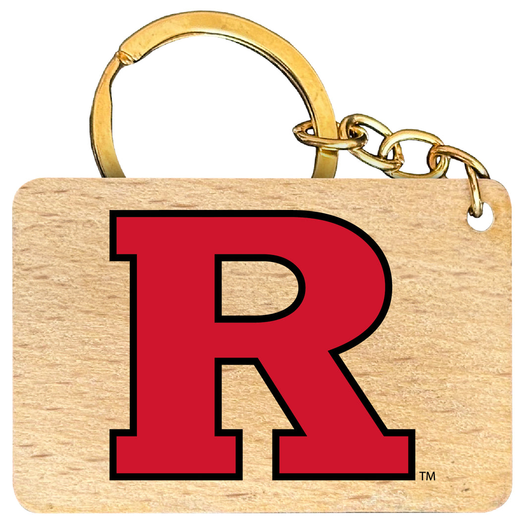 Rutgers Scarlet Knights Flat Wood Keychain 1.5