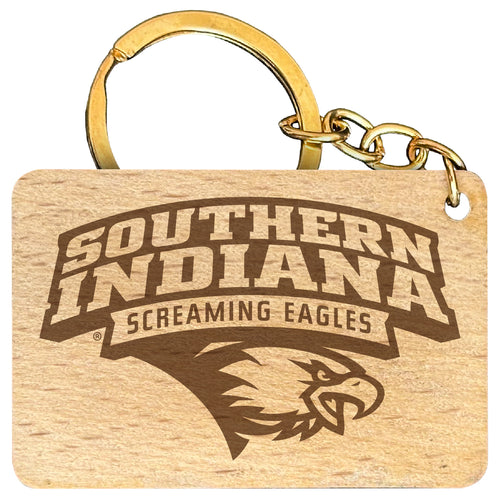 University of Southern Indiana Engraved Flat Wood Keychain 1.5