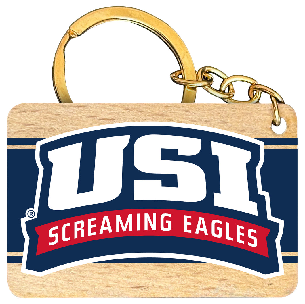 University of Southern Indiana Flat Wood Keychain 1.5