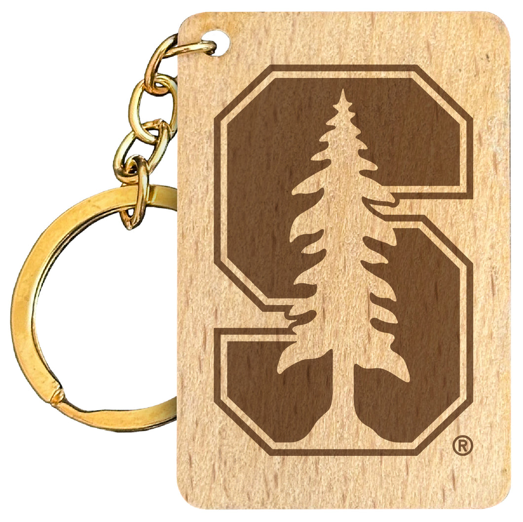 Stanford University Engraved Flat Wood Keychain 1.5