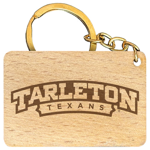 Tarleton State University Engraved Flat Wood Keychain 1.5