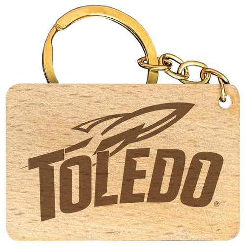 Toledo Rockets Engraved Flat Wood Keychain 1.5