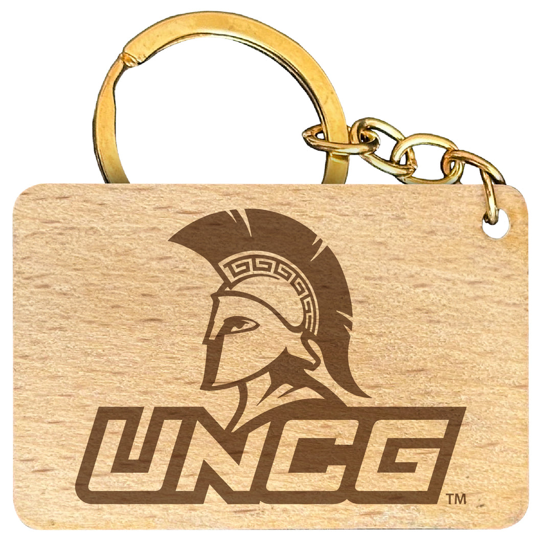 North Carolina Greensboro Spartans Engraved Flat Wood Keychain 1.5