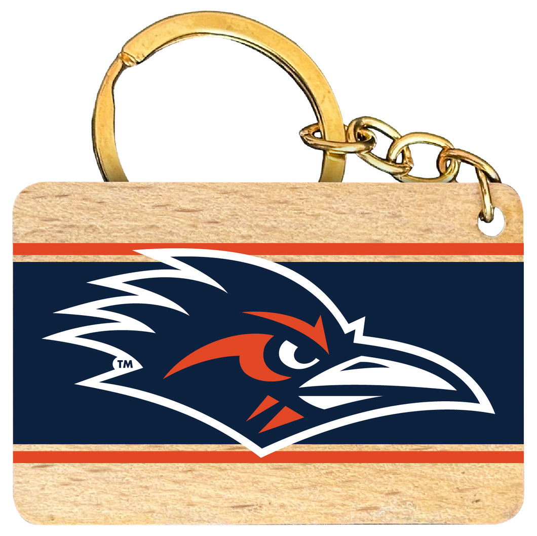 UTSA Road Runners Flat Wood Keychain 1.5