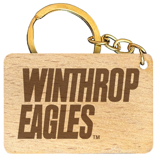 Winthrop University Engraved Flat Wood Keychain 1.5